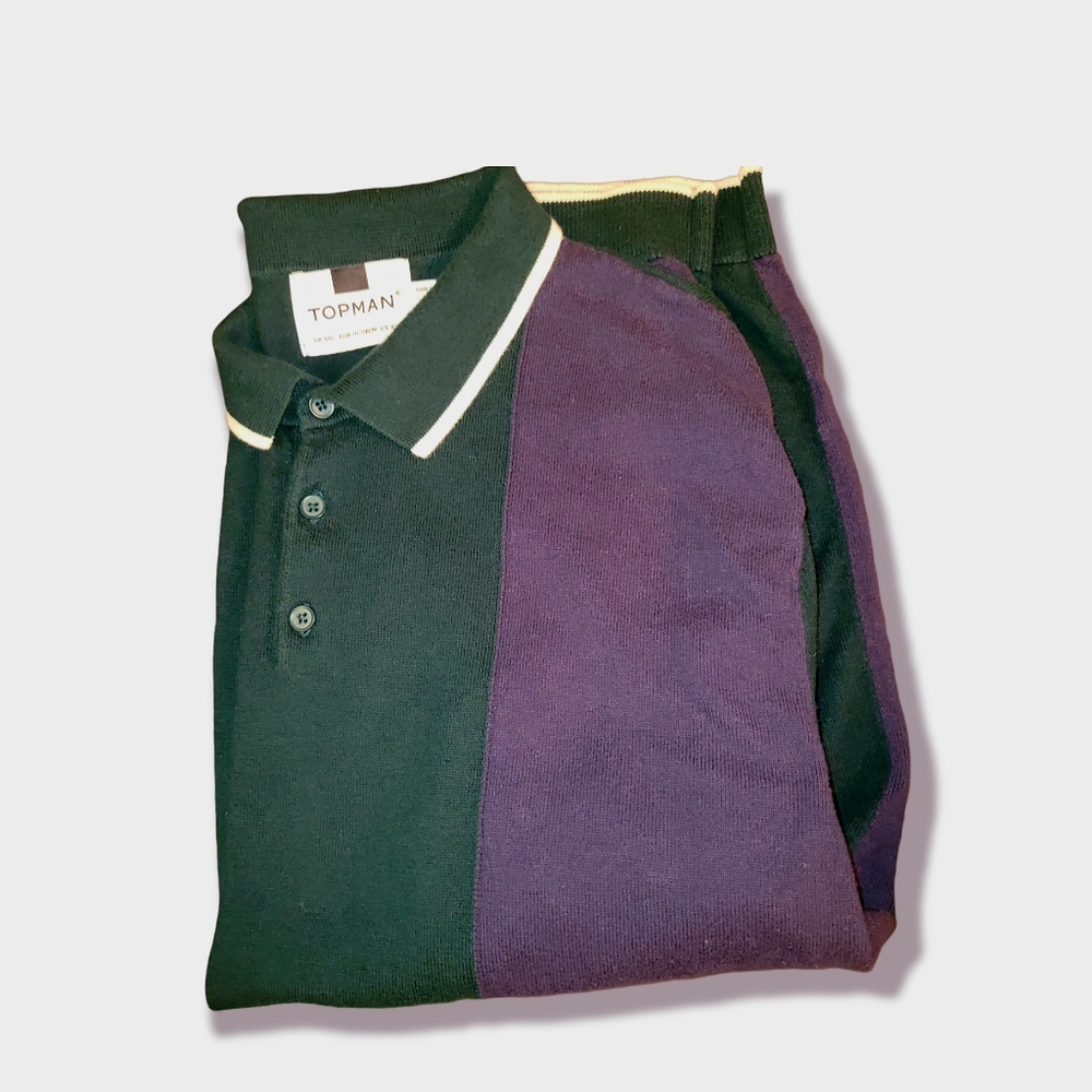 Topman Knit Cotton Polo 3 Button Multicolor Short Sleeve Shirts Mens Size XXL